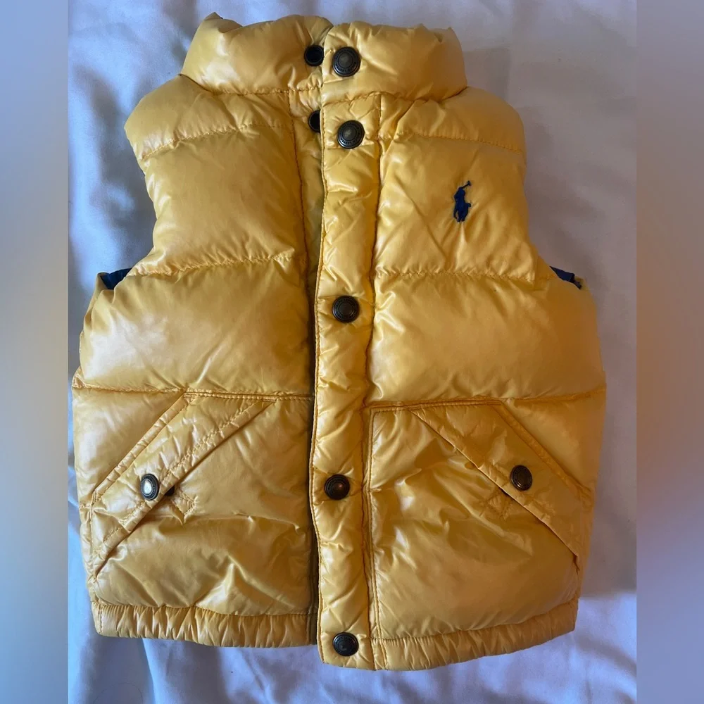 Polo Ralph Lauren Down Puffer Vest Boys 18 Month Blue yellow reversible